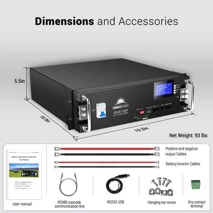 Sungold Power 48V 100AH Server Rack LiFePO4 Lithium Battery