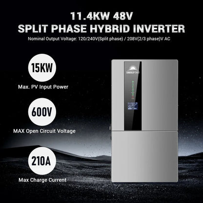 Sungold Power Hybrid Solar Kit 11.4KW 48V Split Phase 20.48KWH/51.2KWH Lithium Battery
