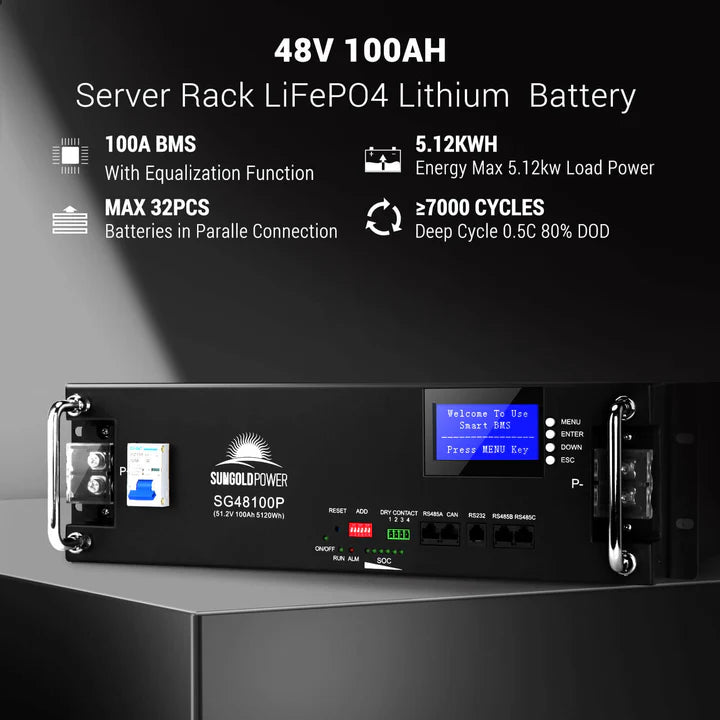 Sungold Power Hybrid Solar Kit 11.4KW 48V Split Phase 20.48KWH/51.2KWH Lithium Battery