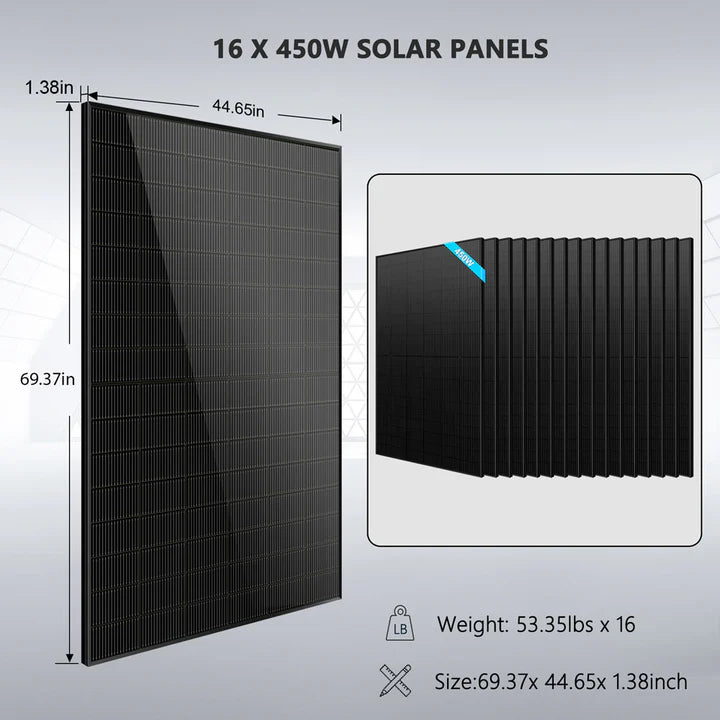Sungold Power Hybrid Solar Kit 11.4KW 48V Split Phase 20.48KWH/51.2KWH Lithium Battery 450 Watt Solar Panel
