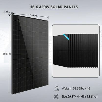 Sungold Power Hybrid Solar Kit 11.4KW 48V Split Phase 20.48KWH/51.2KWH Lithium Battery 450 Watt Solar Panel