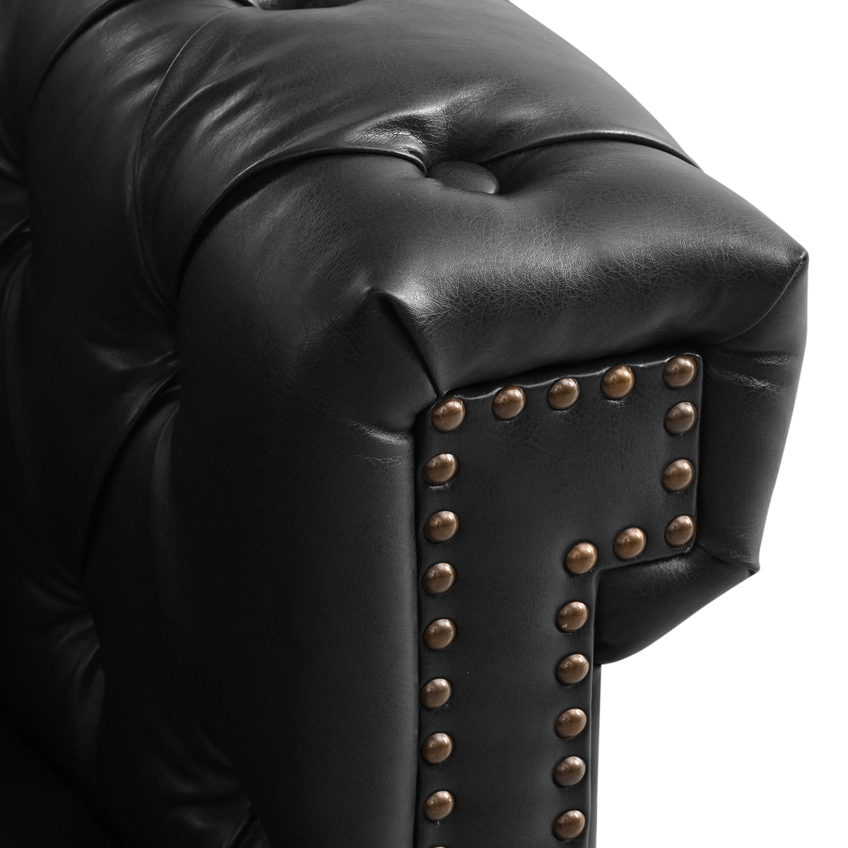 Midnight Reversible L-Shaped Chesterfield Sofa – 5 Seat Black PU Leather