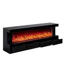 70" Dark TV Stand LED Heating Function Fireplace