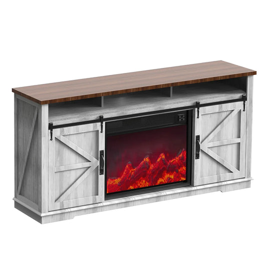 70" Light Modern Fireplace TV Stand
