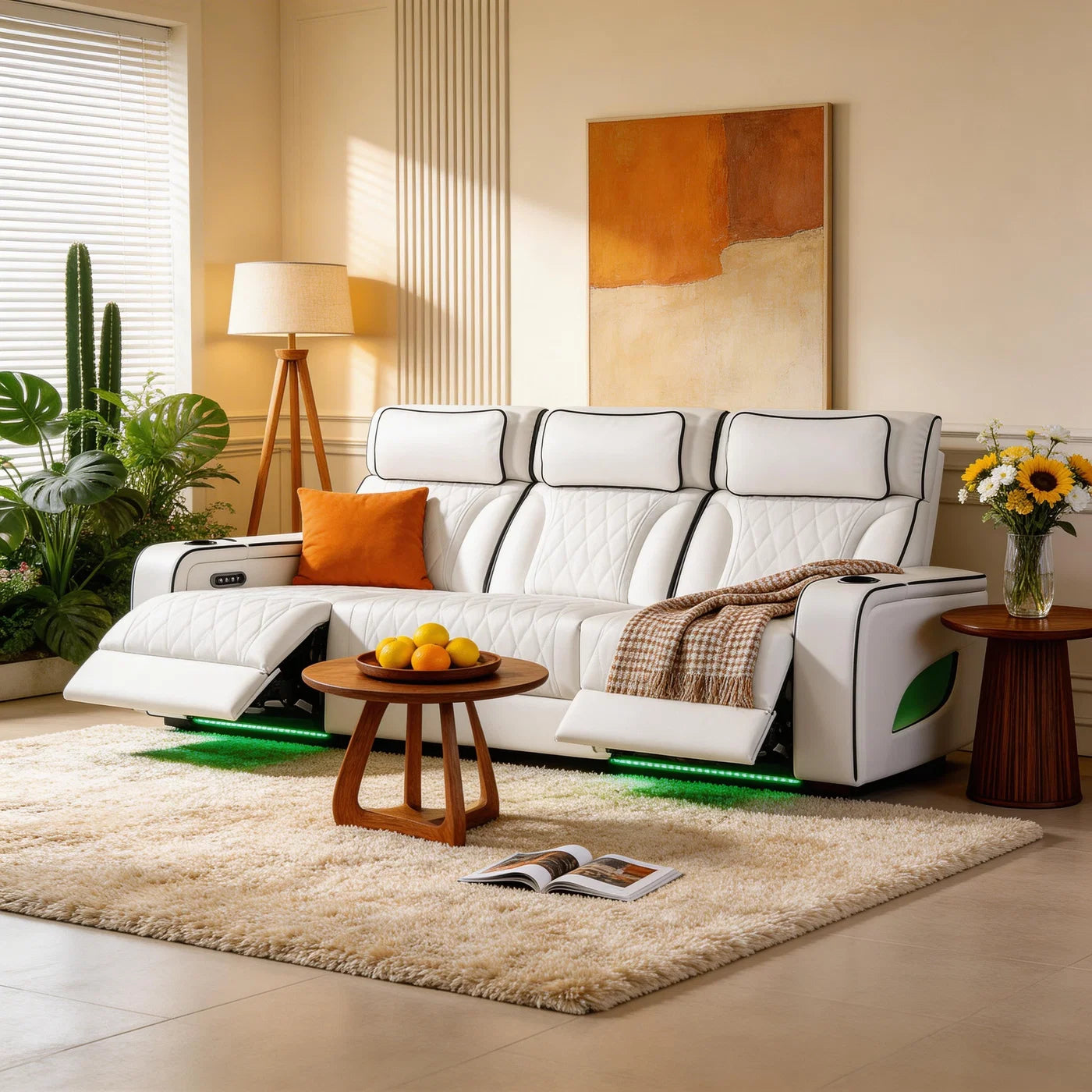 Pearl White Luxury Power Reclining Seating