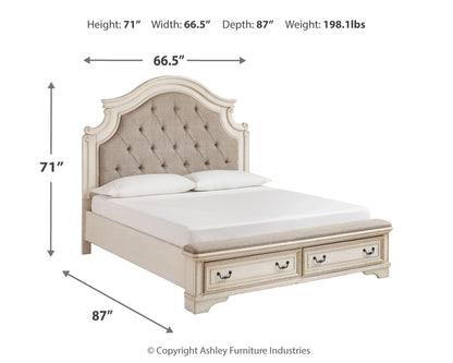 Realyn French Country Upholstered Storage Bed – Antique White