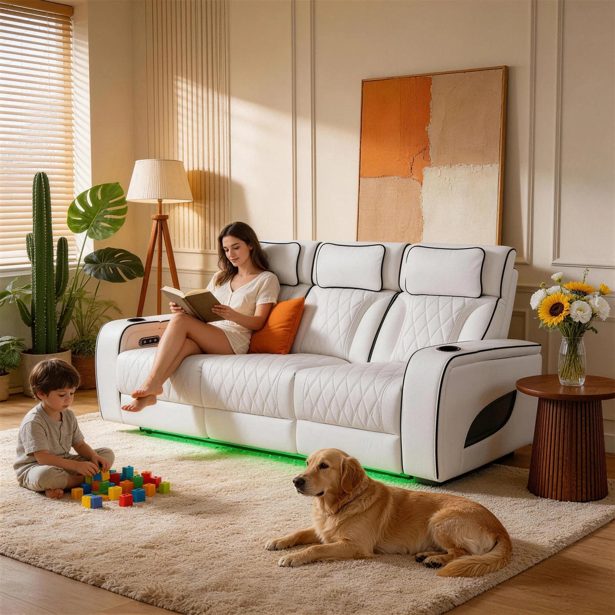 Pearl White Luxury Power Reclining Seating