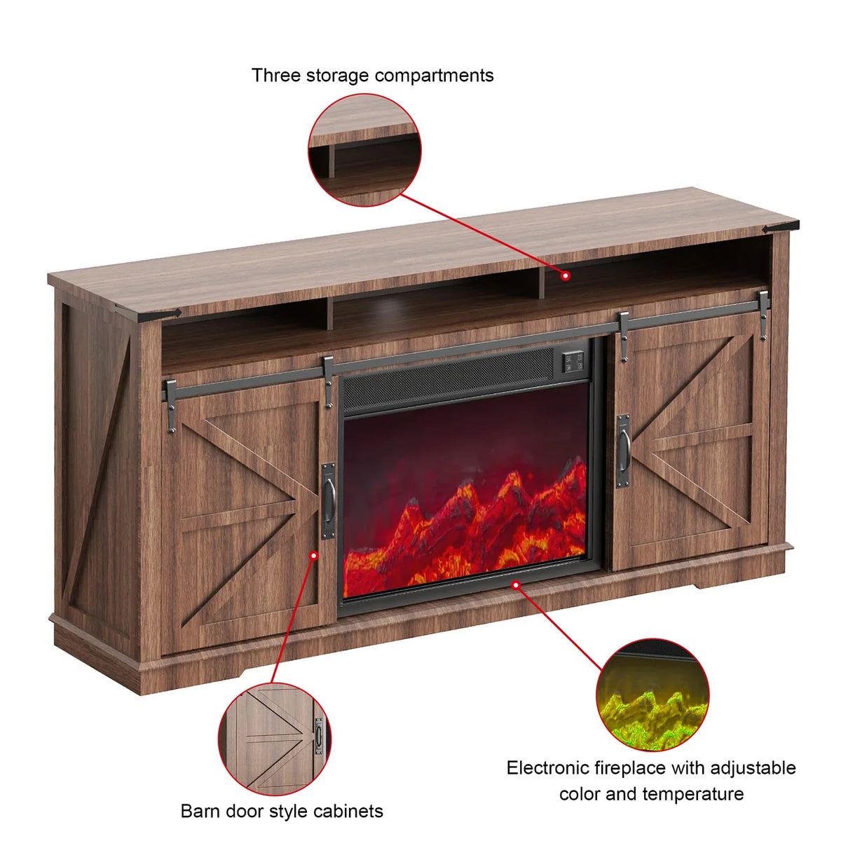 70" Modern Fireplace TV Stand