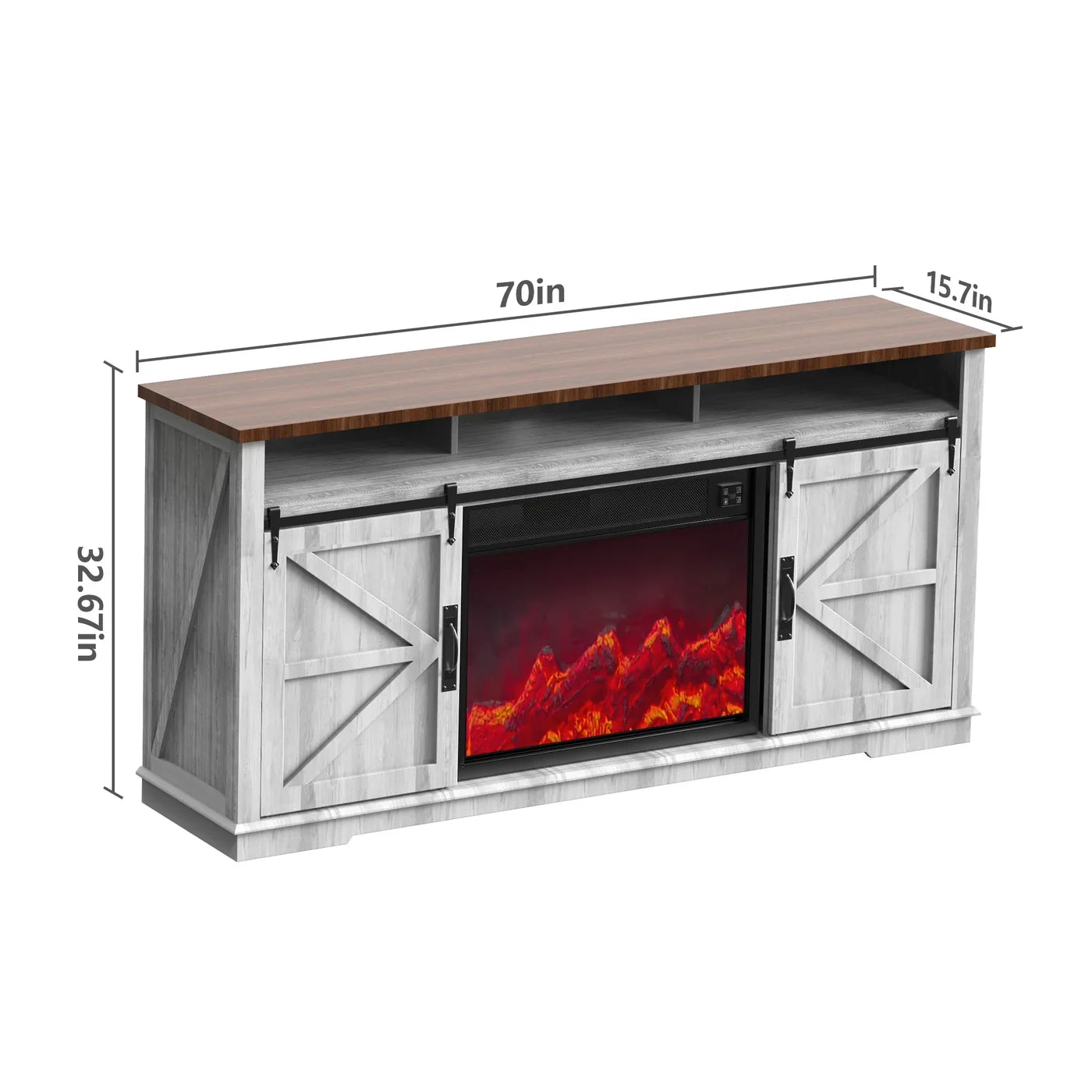 70" Light Modern Fireplace TV Stand