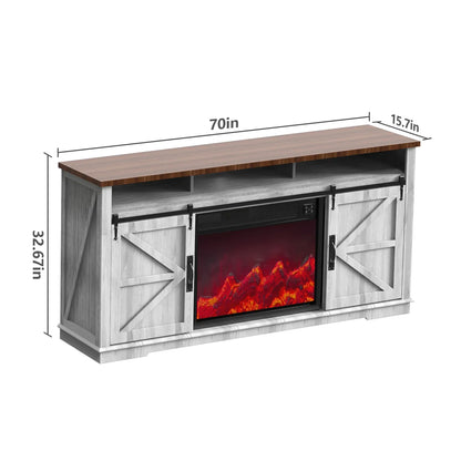70" Light Modern Fireplace TV Stand