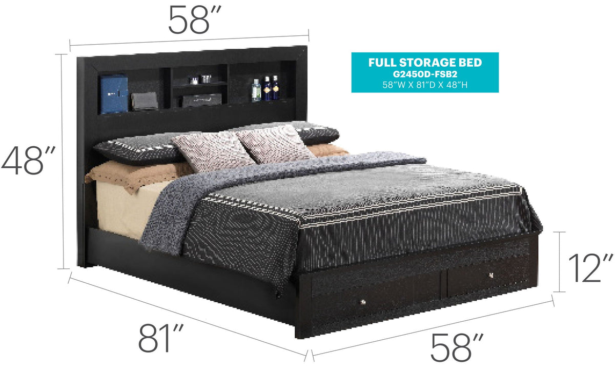 Classic Wood Storage Bed – Multiple Sizes & Finishes