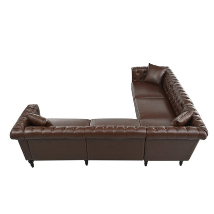 Man Cave Chesterfield Sofa - 5 Seat PU Leather