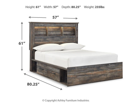 Drystan Rustic Bookcase Bed – LED Lighting & Storage Options
