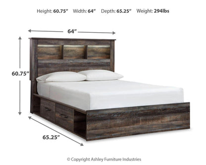 Drystan Rustic Bookcase Bed – LED Lighting & Storage Options