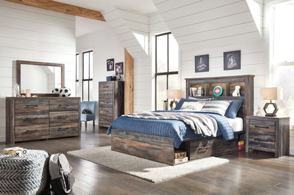 Drystan Rustic Bookcase Bed – LED Lighting & Storage Options