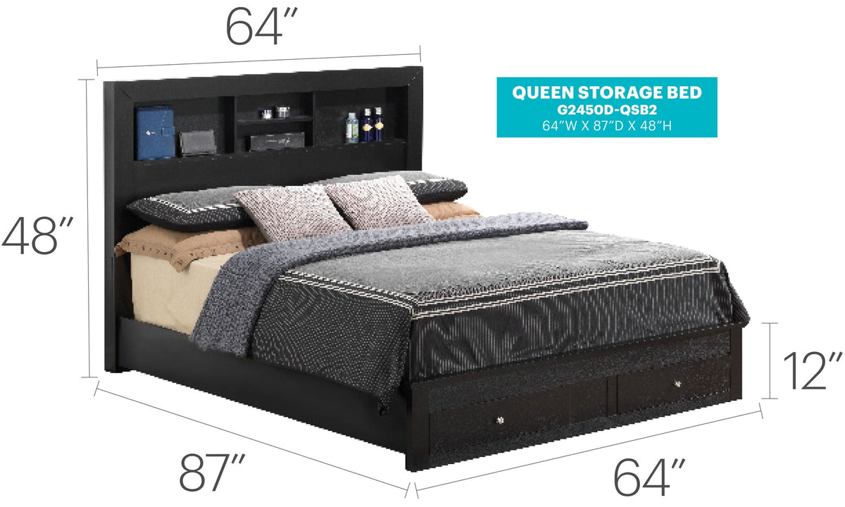 Classic Wood Storage Bed – Multiple Sizes & Finishes