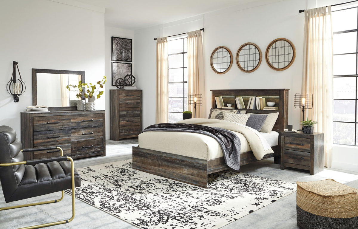 Drystan Rustic Bookcase Bed – LED Lighting & Storage Options