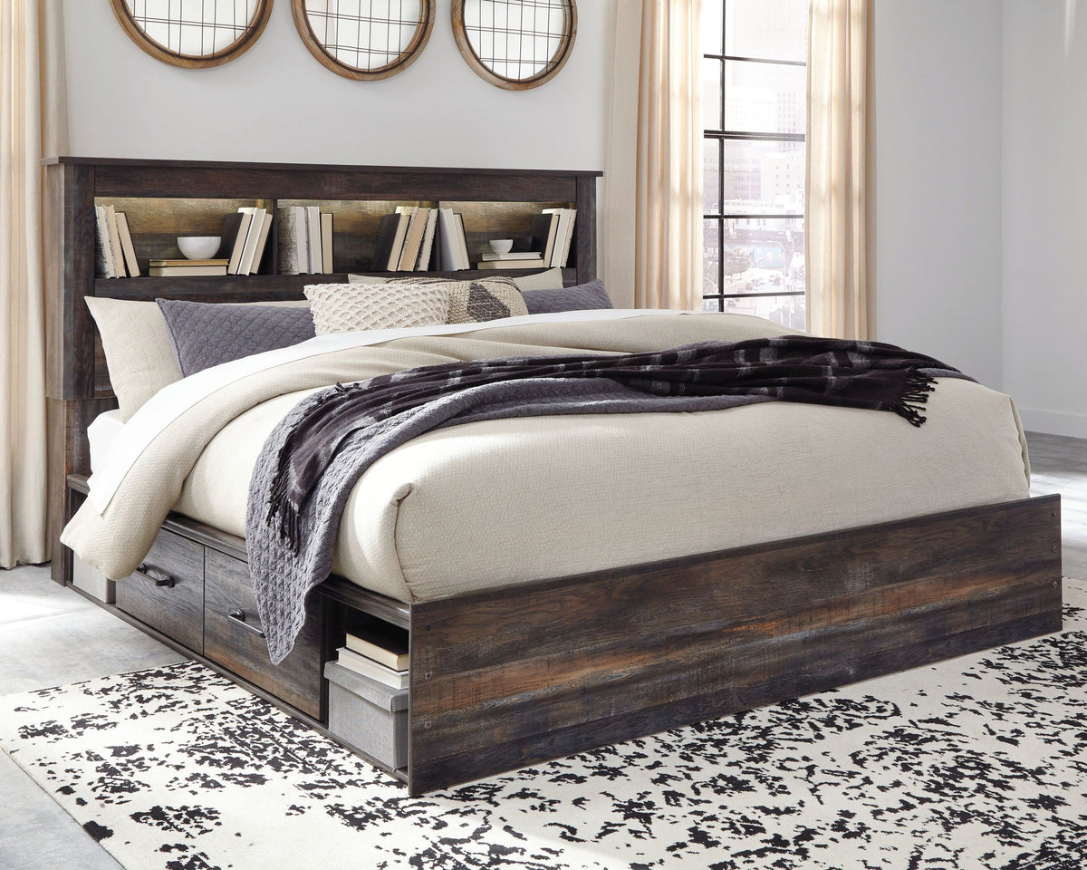 Drystan Rustic Bookcase Bed – LED Lighting & Storage Options