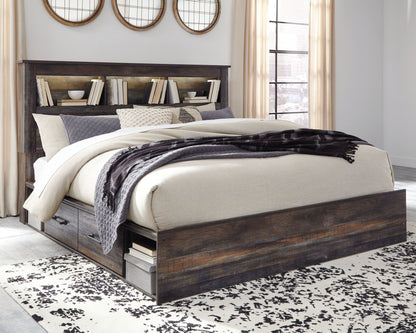 Drystan Rustic Bookcase Bed – LED Lighting & Storage Options