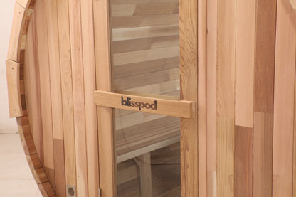 Blisspod Prague Canadian Red Cedar Outdoor Steam Barell Sauna | Full Glass Back