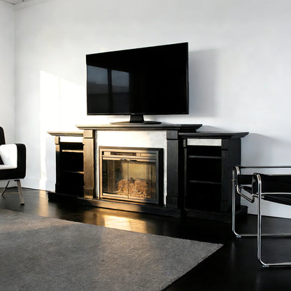Black Okoume Veneer Fireplace TV Stand