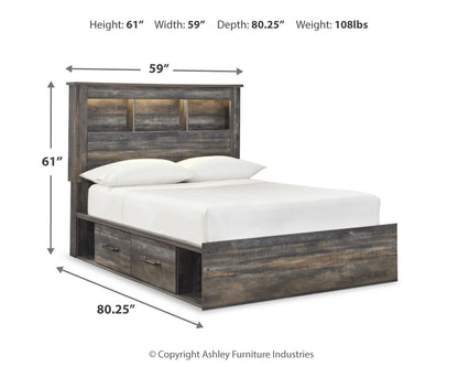 Drystan Rustic Bookcase Bed – LED Lighting & Storage Options