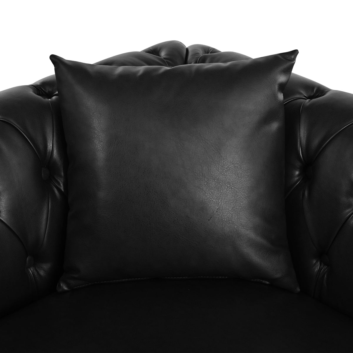 Midnight Reversible L-Shaped Chesterfield Sofa – 5 Seat Black PU Leather