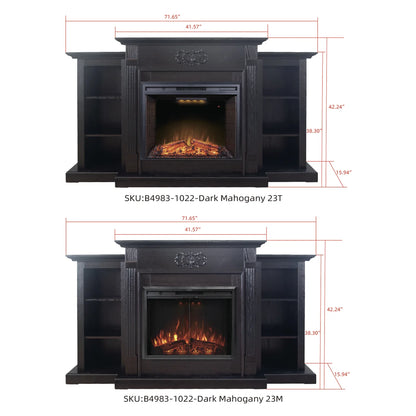 Dark Mahogany Ash Wood Veneer Fireplace TV Stand