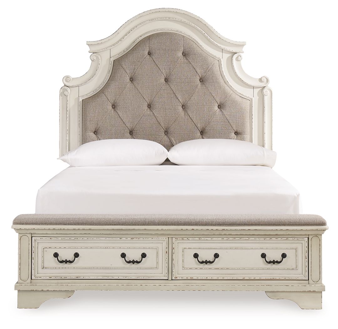 Realyn French Country Upholstered Storage Bed – Antique White