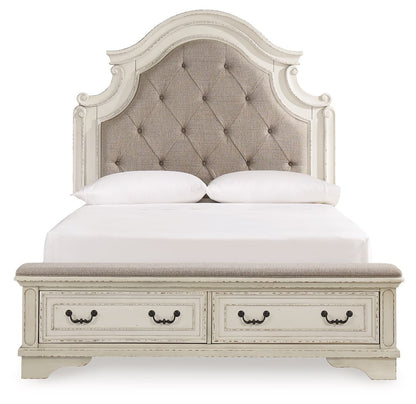 Realyn French Country Upholstered Storage Bed – Antique White