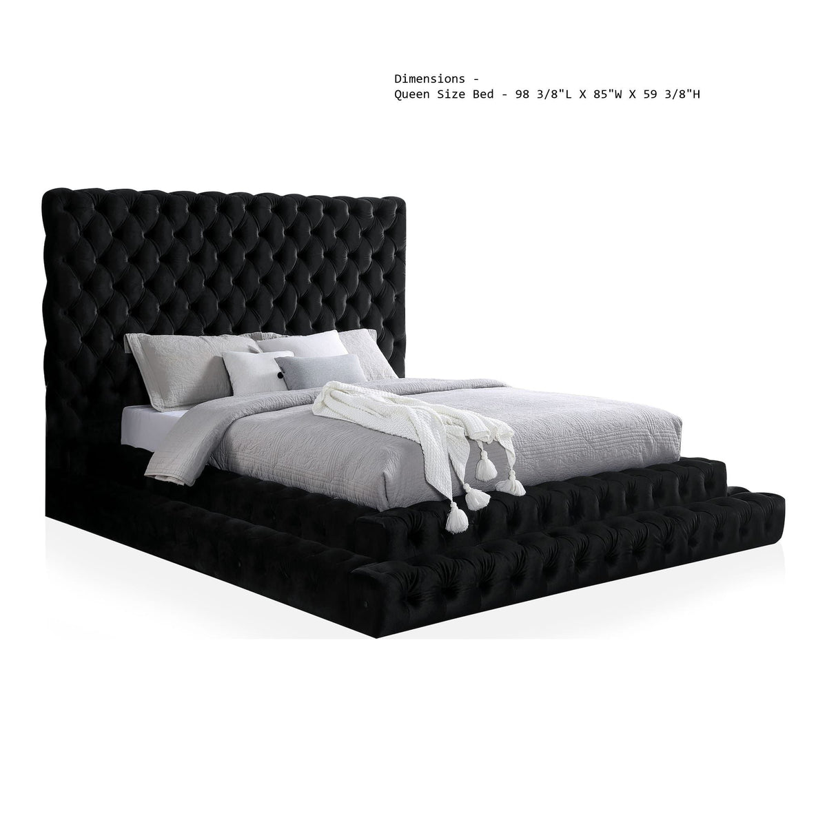 Luxe Tufted Platform Bed – Oversized Headboard & Upholstered Frame
