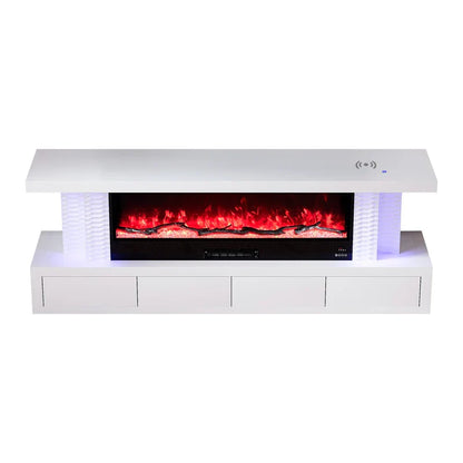 VANITII Pearl 71" LED Mirrored Electric Fireplace TV Stand