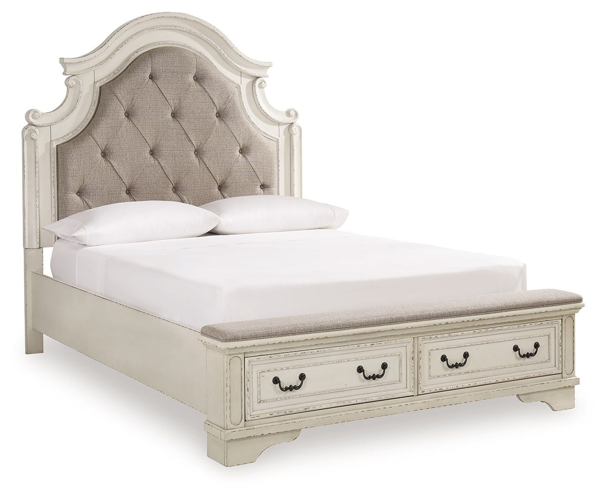 Realyn French Country Upholstered Storage Bed – Antique White