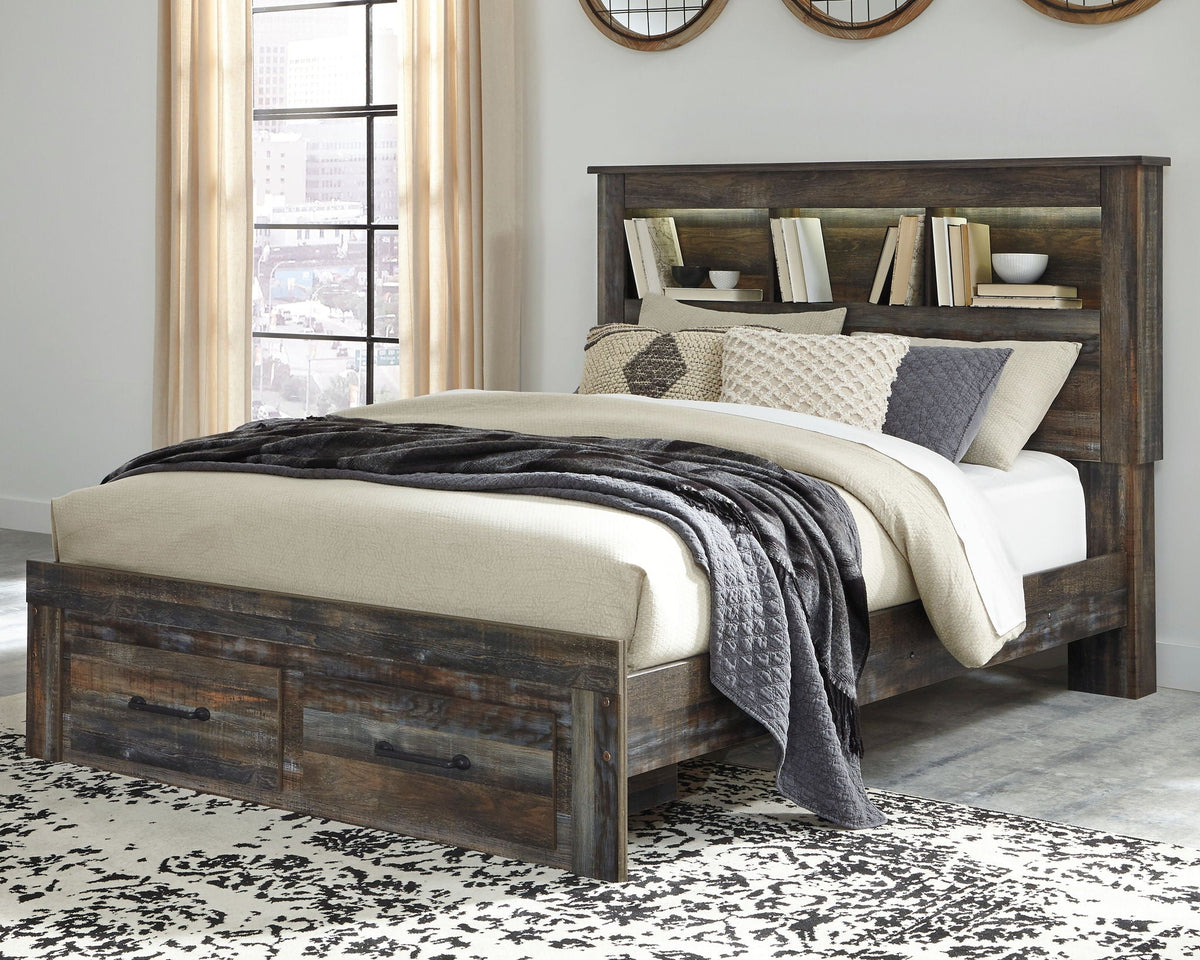 Drystan Rustic Bookcase Bed – LED Lighting & Storage Options