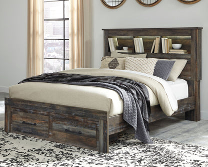 Drystan Rustic Bookcase Bed – LED Lighting & Storage Options