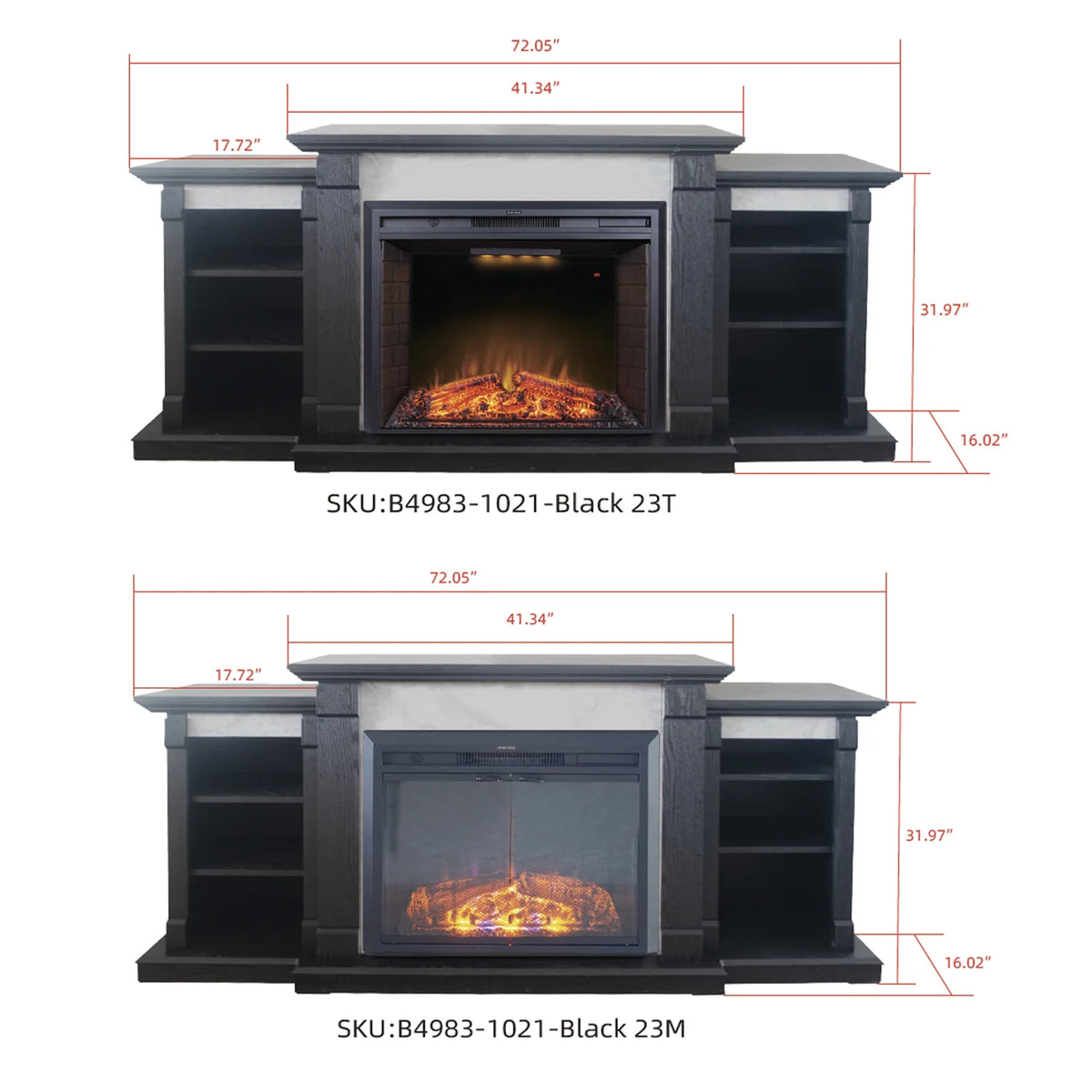 Black Okoume Veneer Fireplace TV Stand