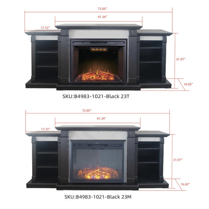 Black Okoume Veneer Fireplace TV Stand