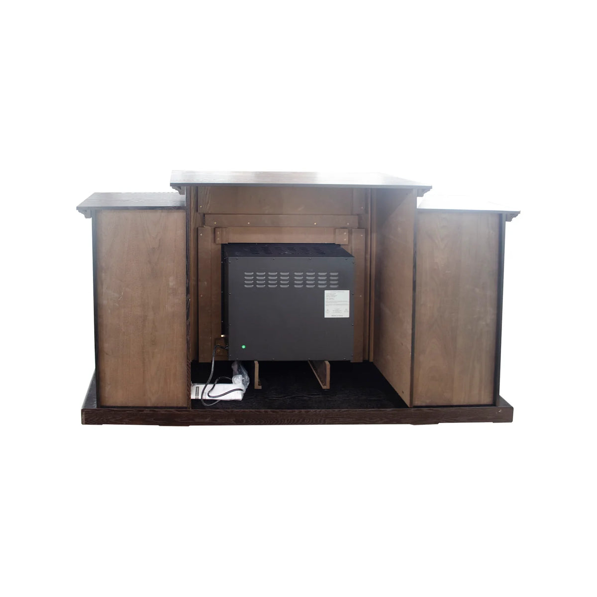 Dark Mahogany Ash Wood Veneer Fireplace TV Stand