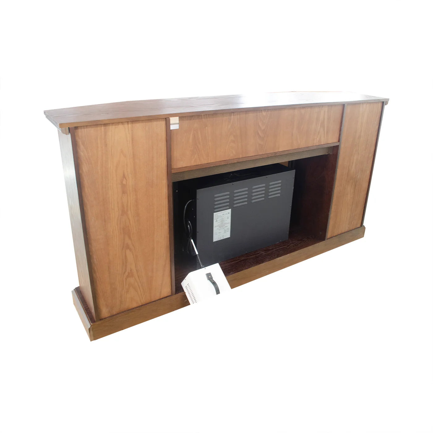Deep Cherry Okoume Veneer Fireplace TV Stand with Bluetooth