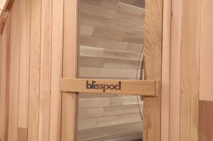 Blisspod Prague Canadian Red Cedar Outdoor Steam Barell Sauna | Full Glass Back & 2 front Porch seats