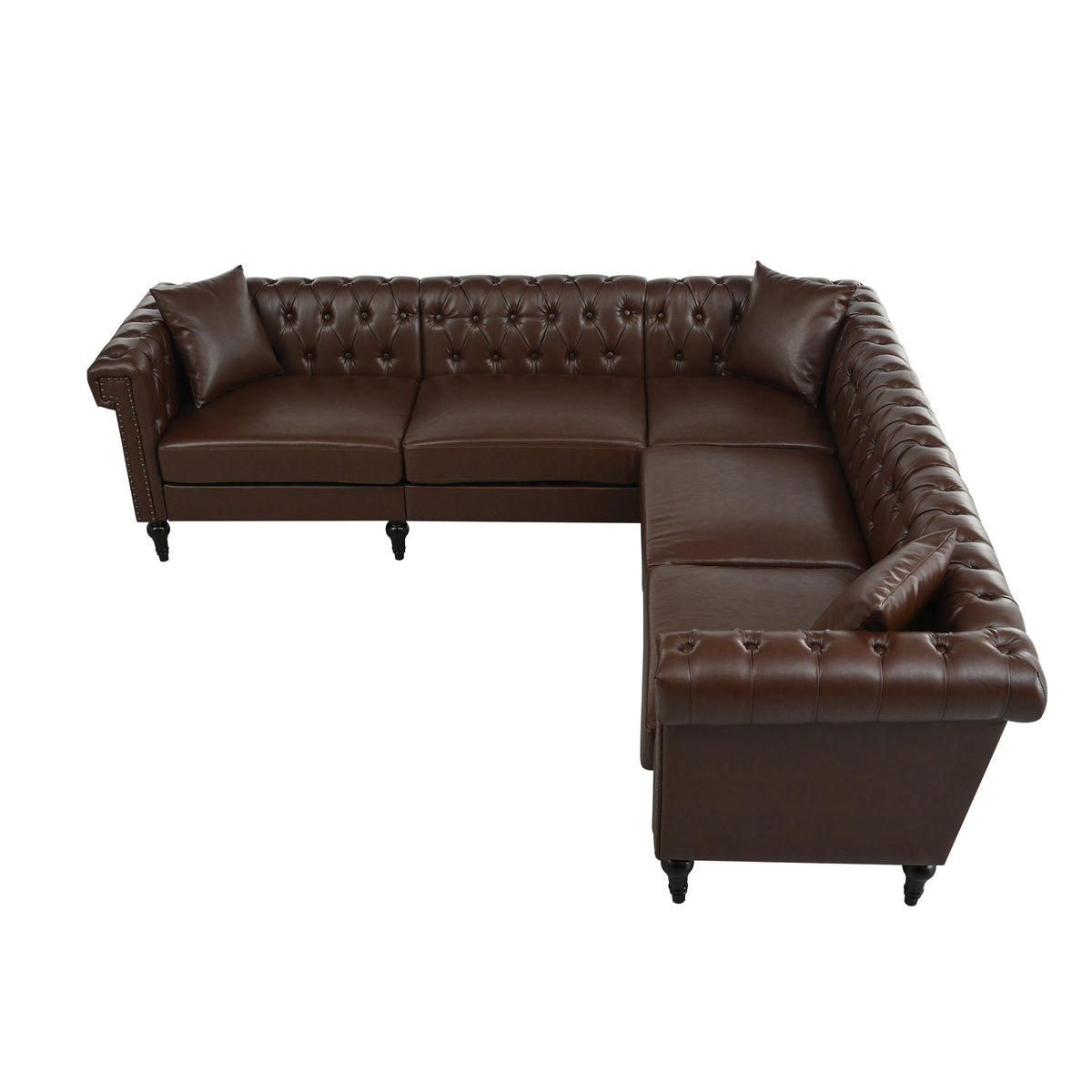 Man Cave Chesterfield Sofa - 5 Seat PU Leather
