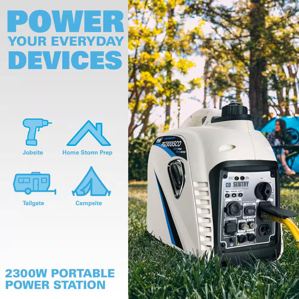 Super Quiet 2,300-Watt/1,800-Watt Portable Inverter Generator + Advanced CO Shutoff