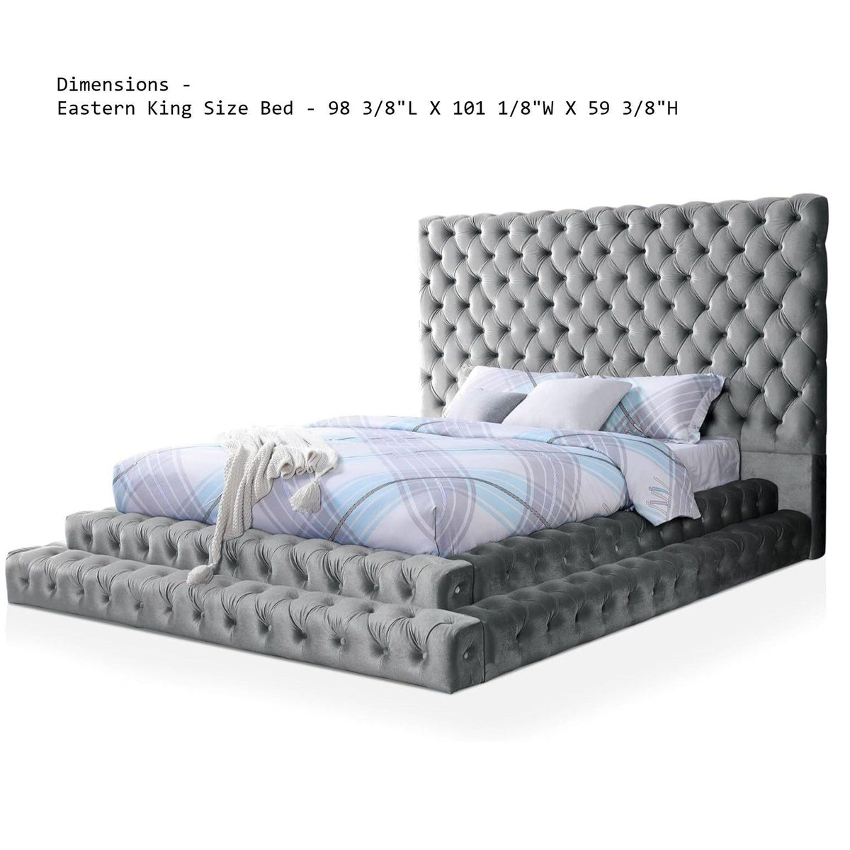 Luxe Tufted Platform Bed – Oversized Headboard & Upholstered Frame