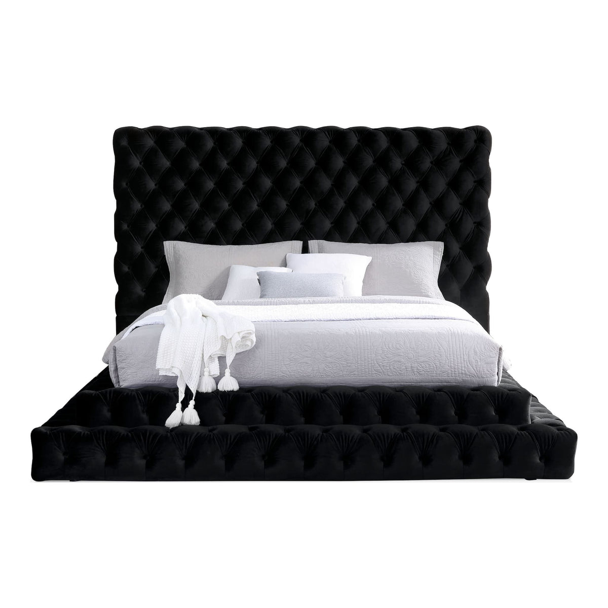Luxe Tufted Platform Bed – Oversized Headboard & Upholstered Frame