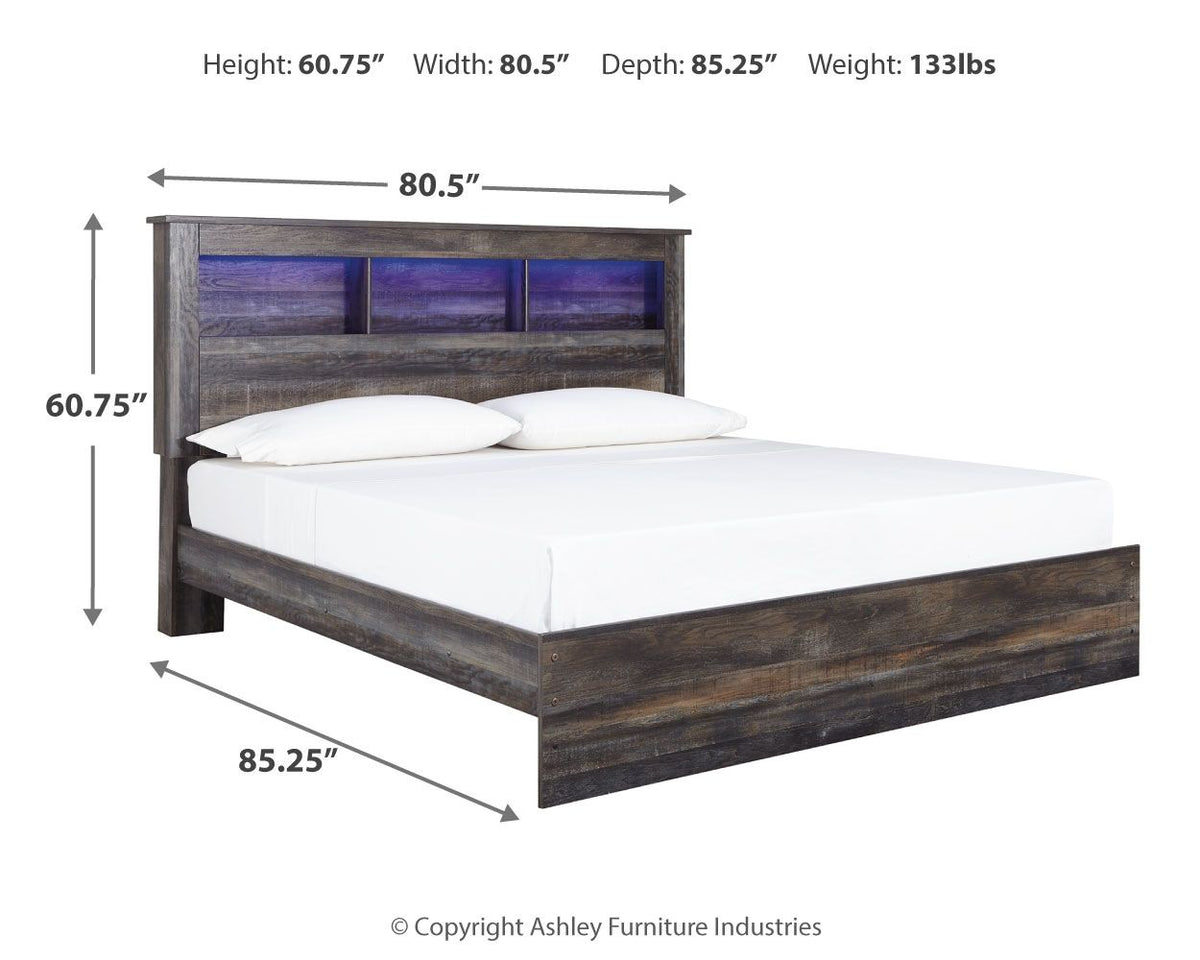 Drystan Rustic Bookcase Bed – LED Lighting & Storage Options