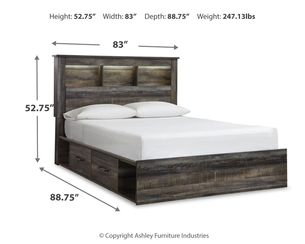 Drystan Rustic Bookcase Bed – LED Lighting & Storage Options