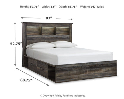 Drystan Rustic Bookcase Bed – LED Lighting & Storage Options