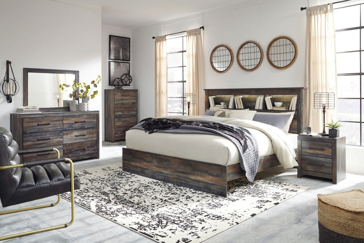 Drystan Rustic Bookcase Bed – LED Lighting & Storage Options