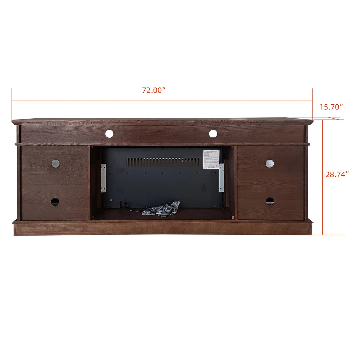 72" Ash Wood Veneer Fireplace TV Stand