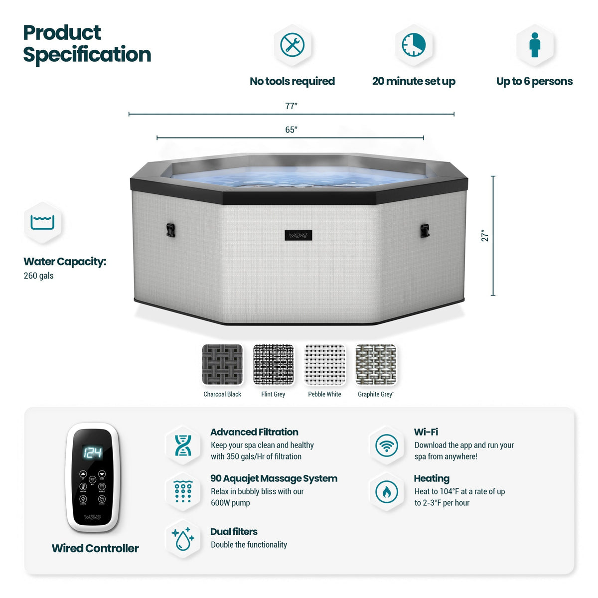 Como 6-Person Eco Foam Hot Tub